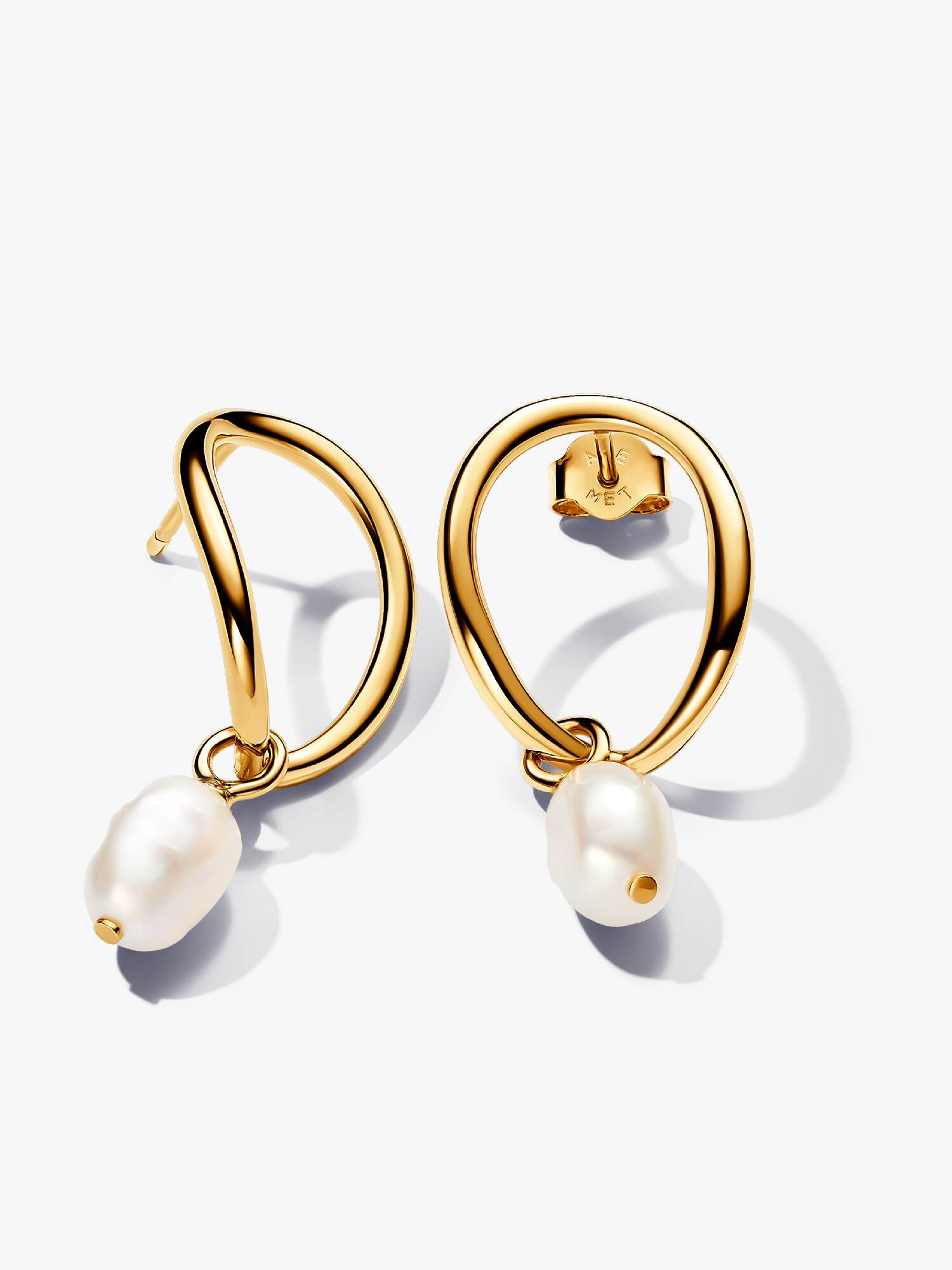 Boucles d’Oreilles Cercle de Forme Organique & Perle de Culture d'Eau Douce Traitée