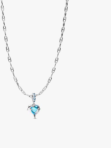 Collier Composé Dauphins Verre de Murano Bleu