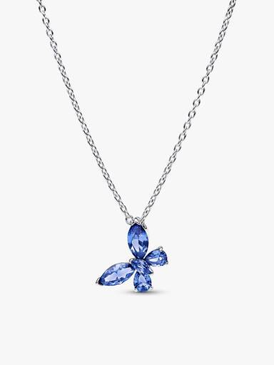 Parure Collier, Boucles d'Oreilles & Bague Papillon Bleu