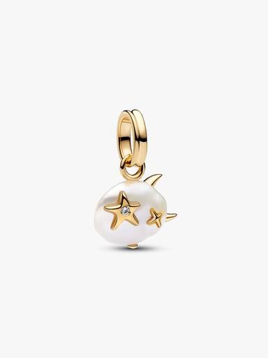 Charm Pendant Nuage et Perle de Culture d’Eau Douce Traitée Baroque Doré