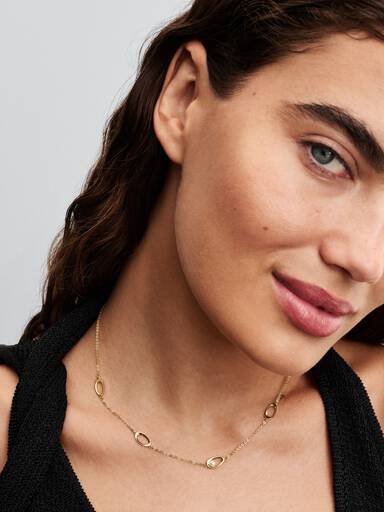 Collier Ovale de Forme Organique & Perle de Culture d'Eau Douce Traitée