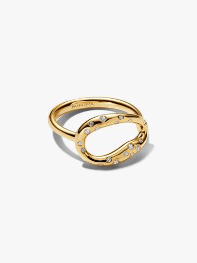 Bague XL Sertie de Forme Organique Dorée