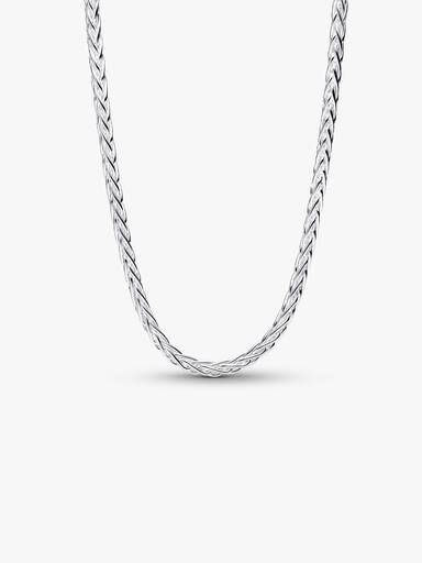 Collier à Charms Maille Queue de Renard Fermoir Pavé
