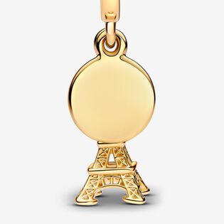 Charm Pendant Double Gravable Diamant de Laboratoire Tour Eiffel de Paris
