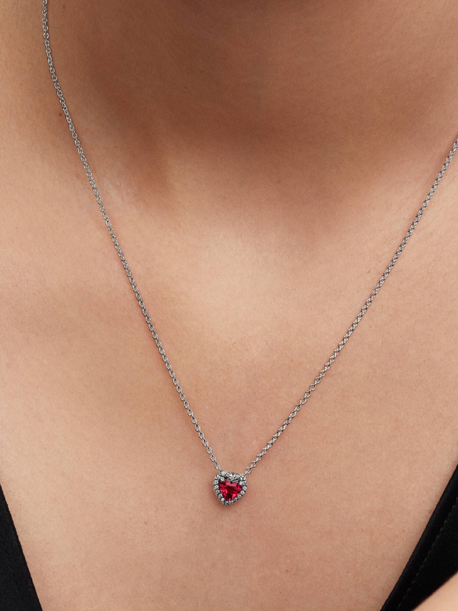 Collier Cœur Surélevé Rouge
