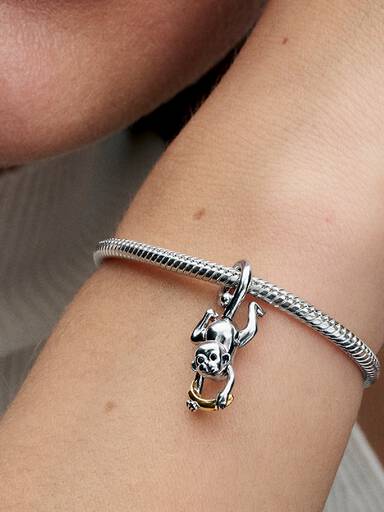 Charm Pendant Singe Mobile Bicolore