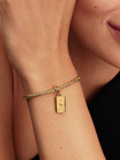 Charm Pendant Enveloppe Ouvrable et Gravable Doré