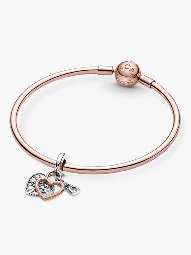 Charm Pendant Double Cadenas Cœur