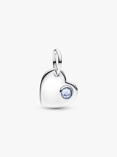 Charm Pendant Pierre Bleu Azur Cœur Gravable