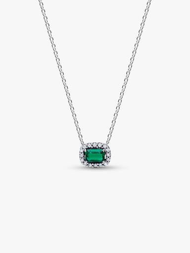 Collier avec Pendentif Halo Vert Scintillant Rectangulaire