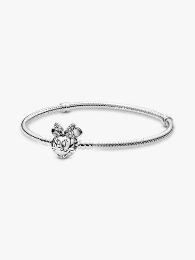 Bracelet Maille Serpent Fermoir Disney Pandora Moments Pavé Minnie