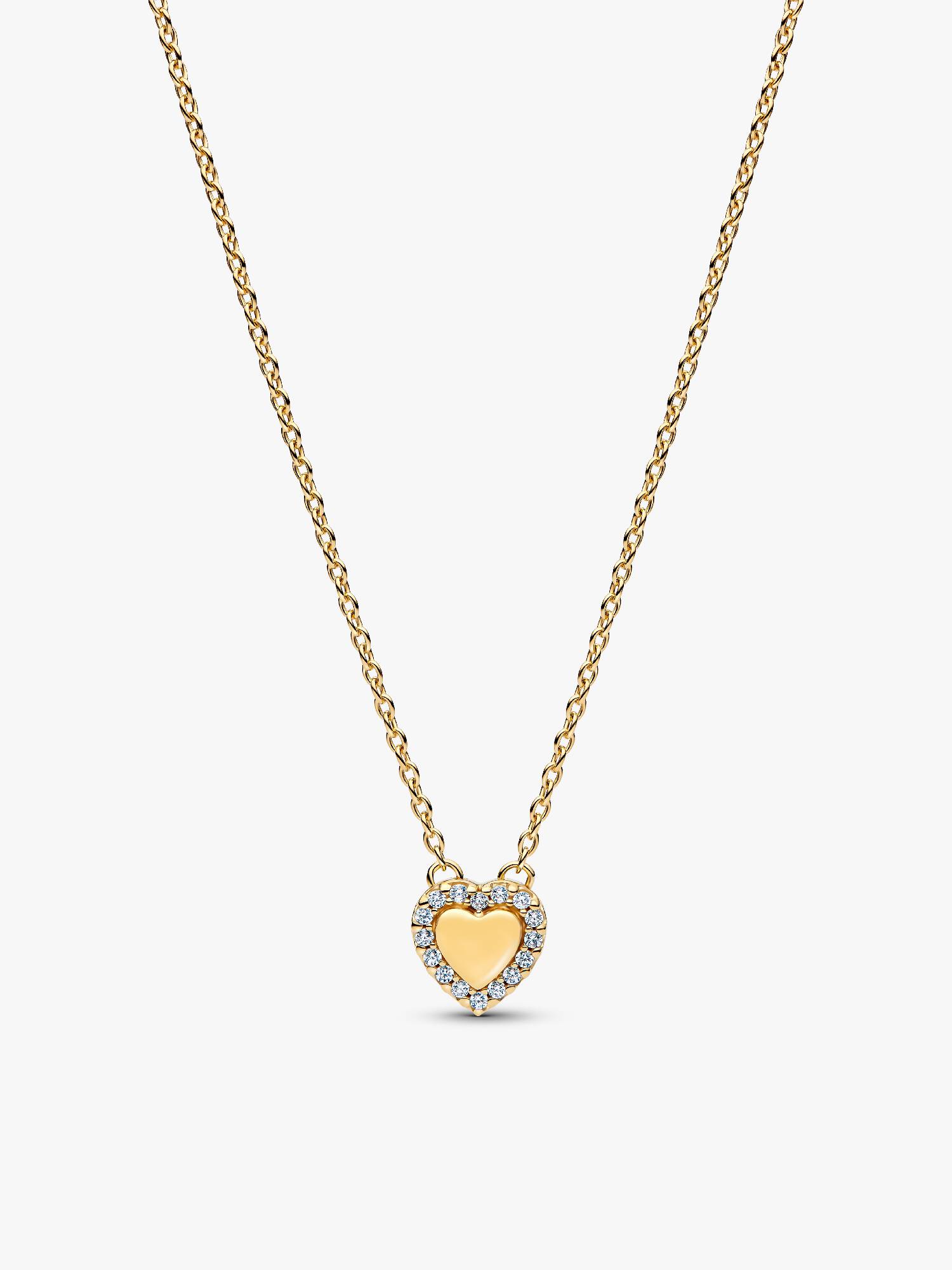 Collier Cœur Halo Gravable Doré