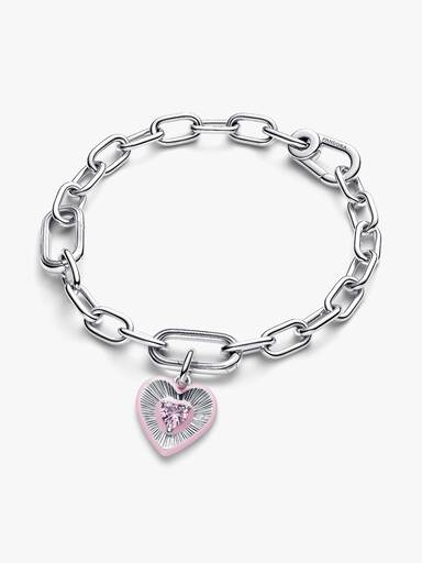 Charm Médaillon Cœur Rose Rayonnant