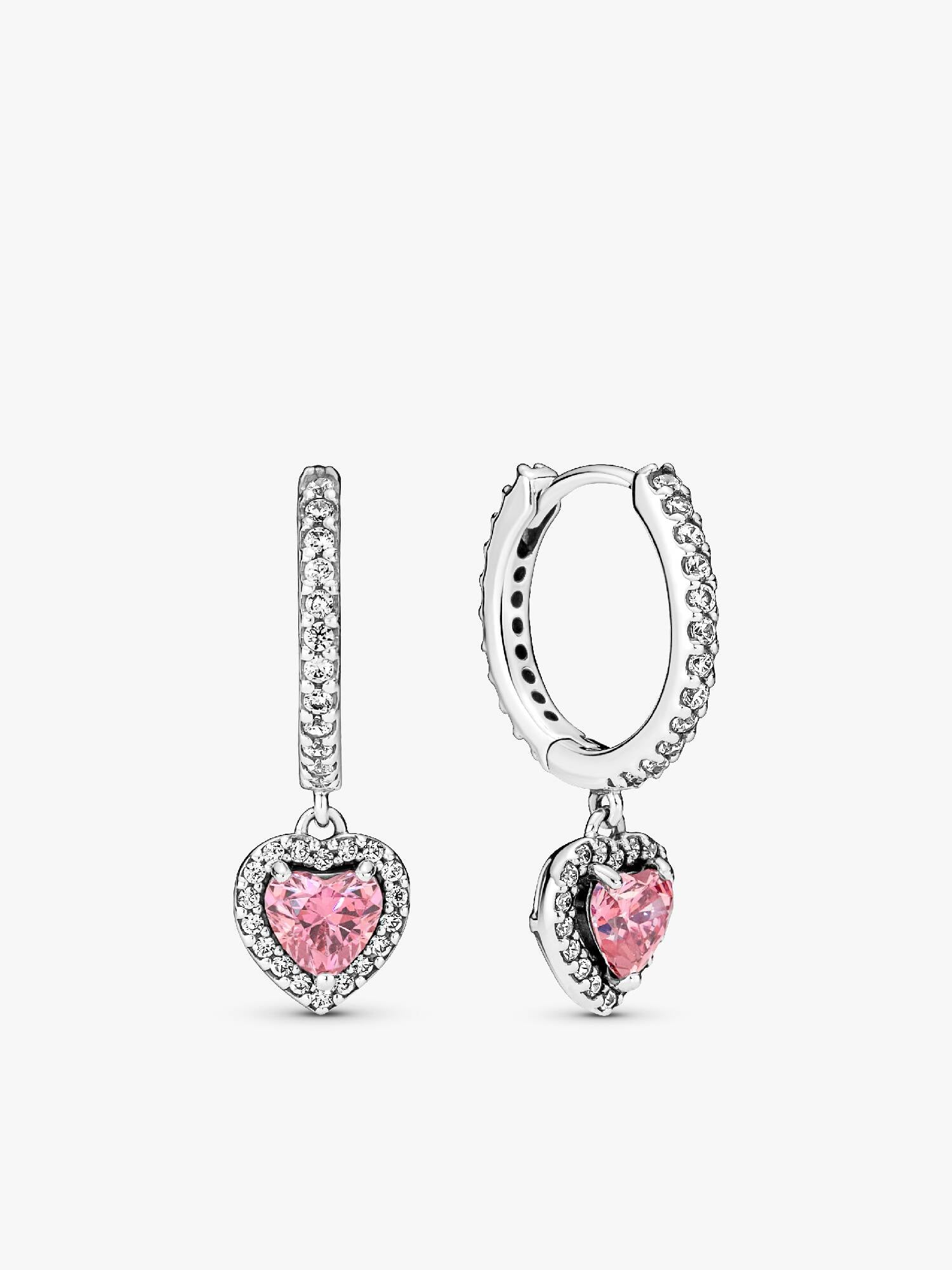 Boucles d'Oreilles Créoles Cœur Halo Scintillant