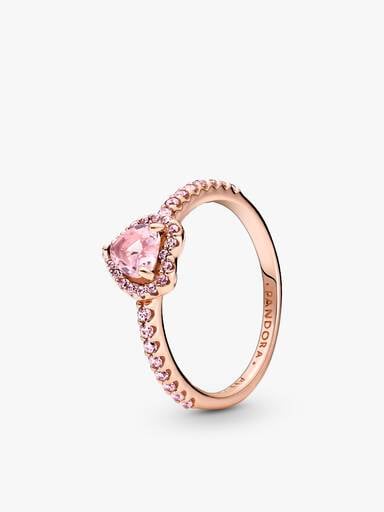 Coffret de bagues de vœu en cœur rose