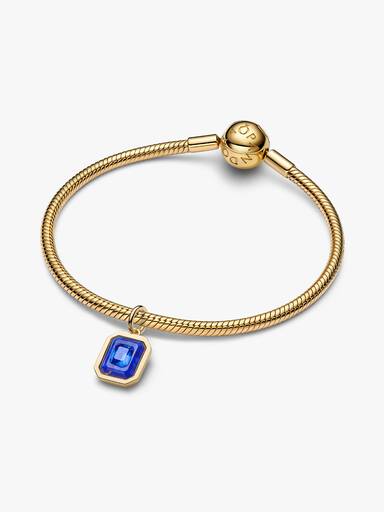 Charm Pendant Hexagone Bleu Céleste Doré