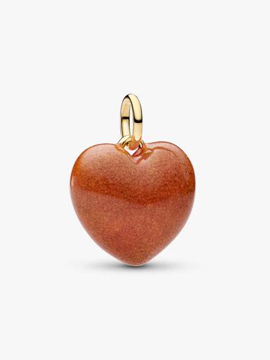 Charm Pendant Cœur Bombé Orange