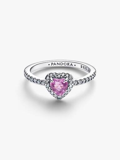 Bague Cœur Violet Clair Surélevé