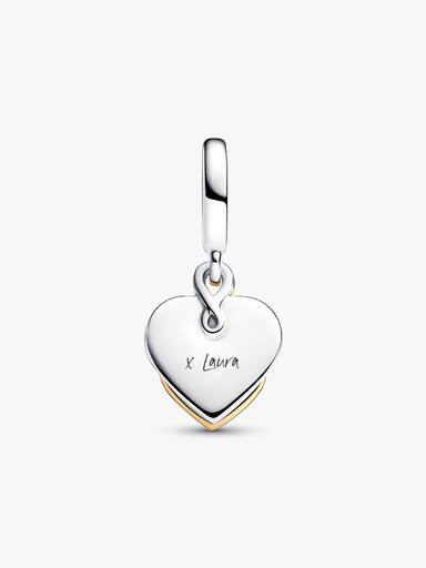 Charm Pendant Double Mum (Maman) Gravable Diamant de Synthèse