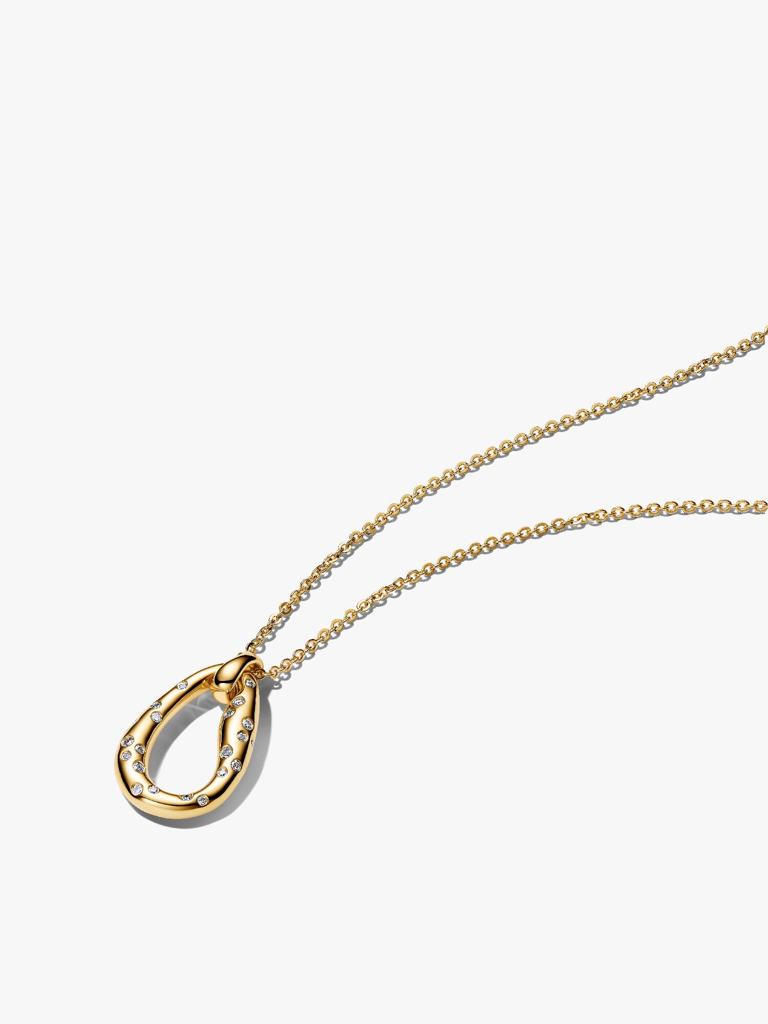 Collier avec Pendentif Serti de Forme Organique Doré