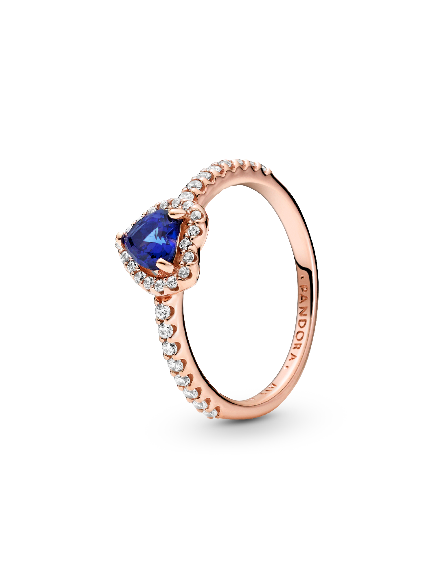 Bague Cœur Surélevé Bleu Scintillant