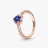 Bague Cœur Surélevé Bleu Scintillant Bague Cœur Surélevé Bleu Scintillant