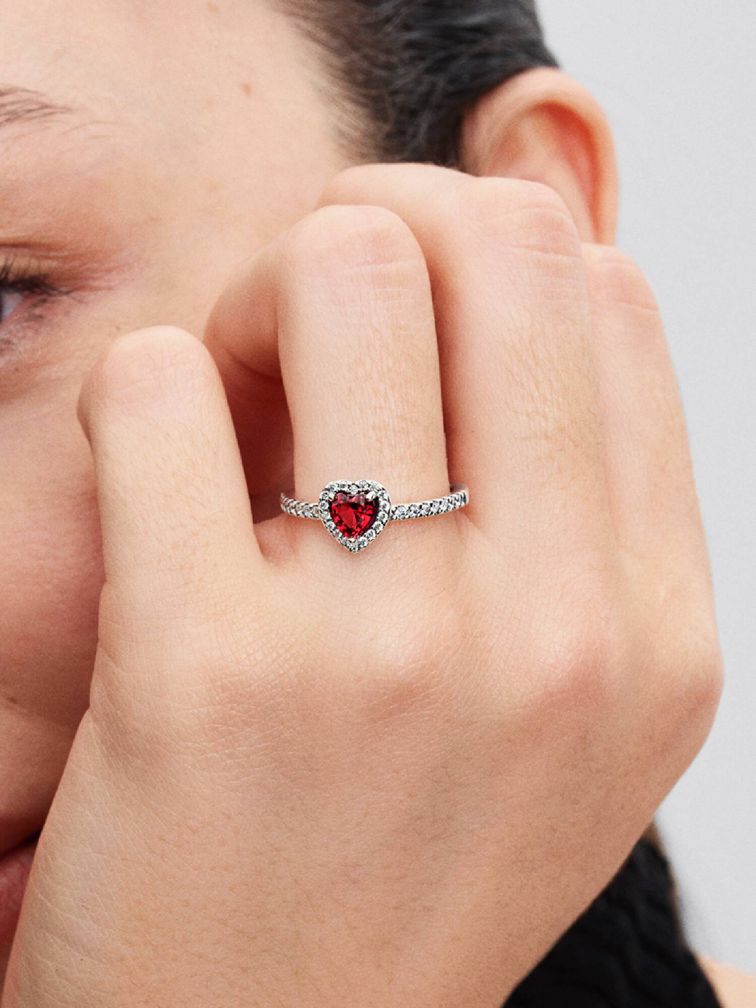 Bague Cœur Rouge Surélevé