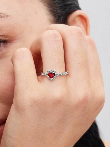 Bague Cœur Rouge Surélevé