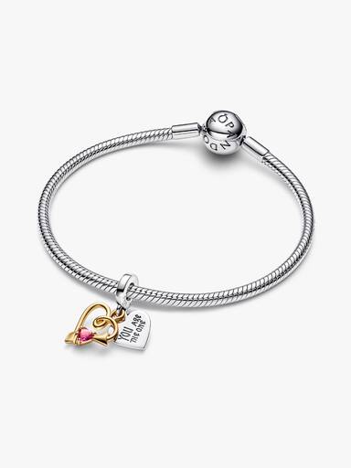 Charm Pendant Double Cœur & Flèche Gravable