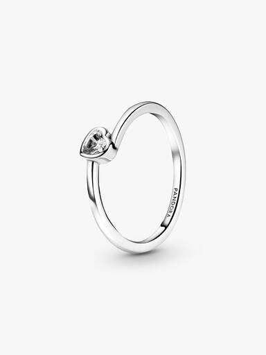 Bague Solitaire Cœur Incliné Incolore