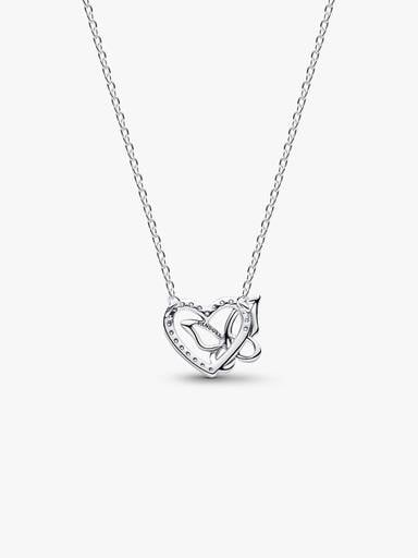 Collier avec Pendentif Cœur et Papillon Entrelacés