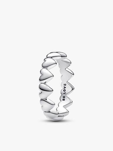 Ensemble de Bagues Farandole de Cœurs Argent Massif & Métal doré à l'Or 14 carats