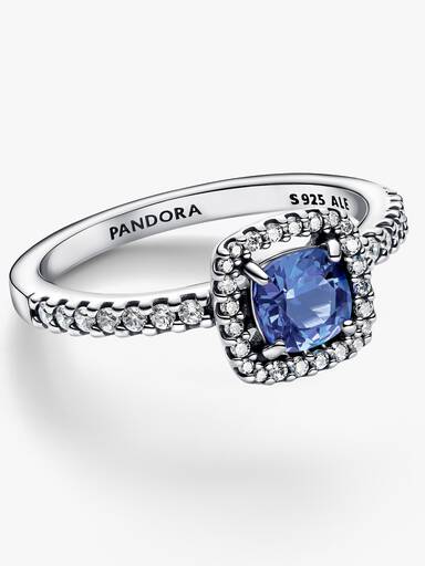 Bague Halo Bleu Carré Scintillant