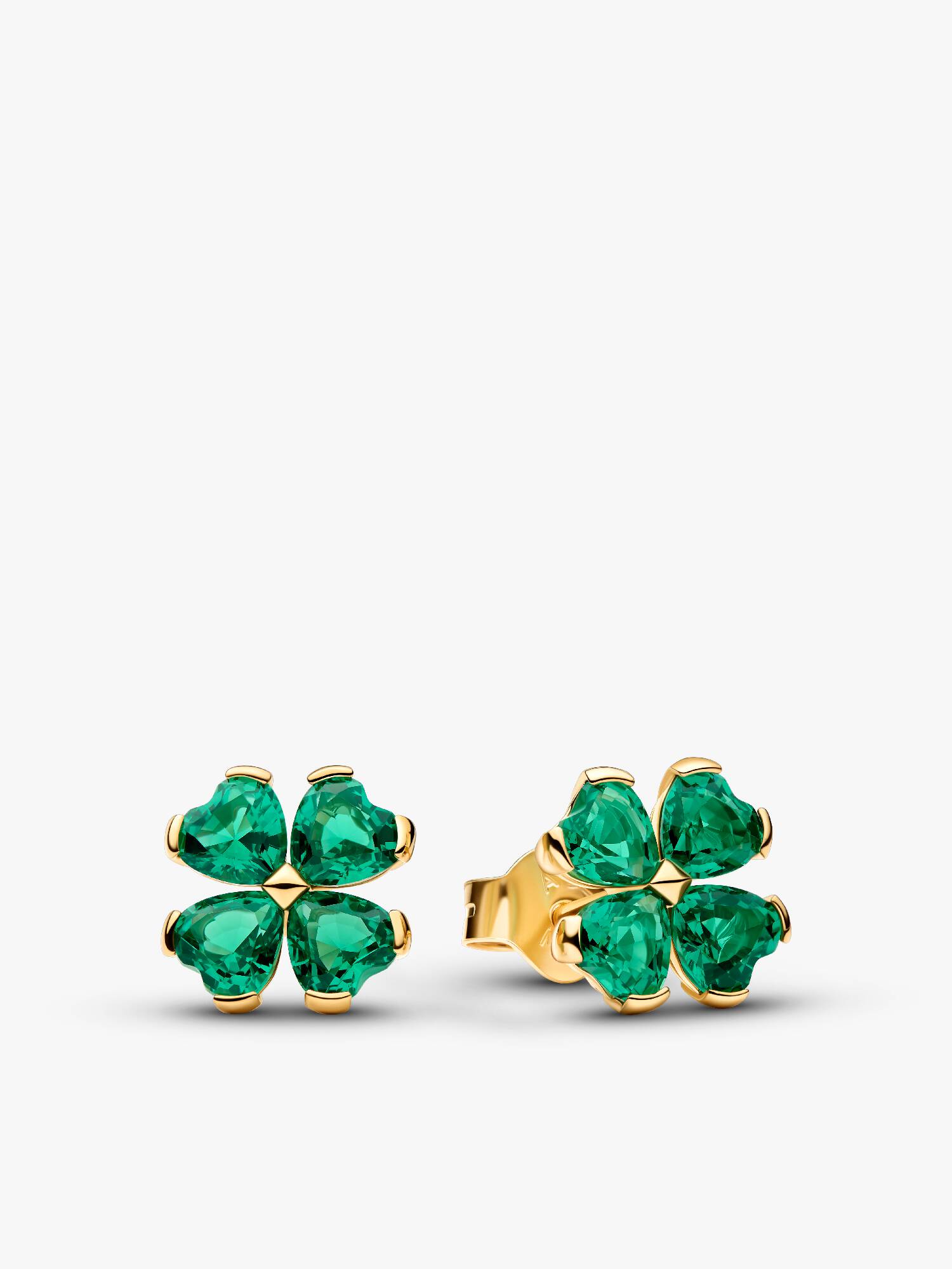 Clous d’Oreilles Trèfle à Quatre Feuilles Vertes Dorés