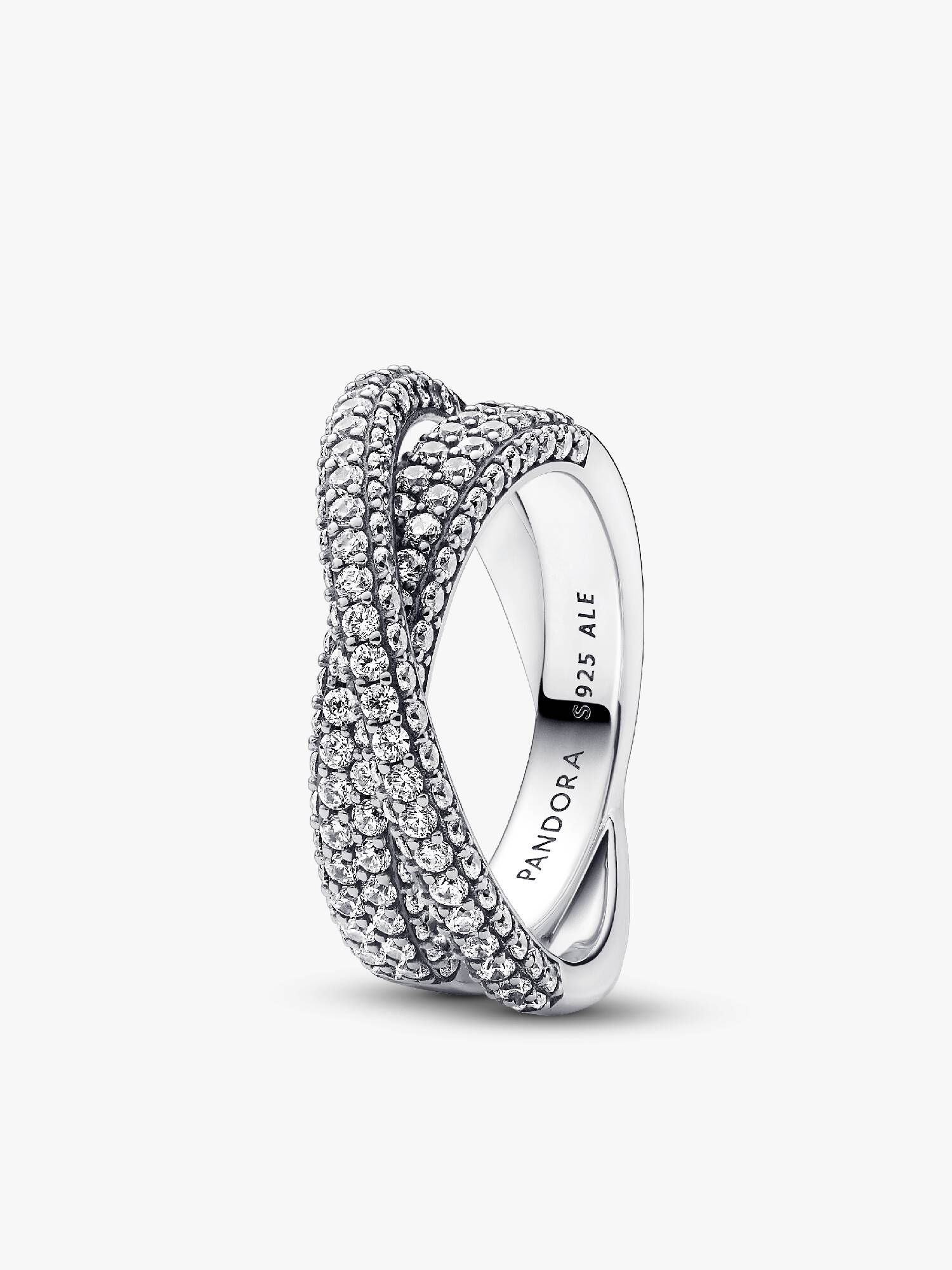 Anneau Double Pavé Croisé Pandora Timeless