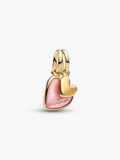 Charm Pendant Séparable Mère et Fille Rose Doré