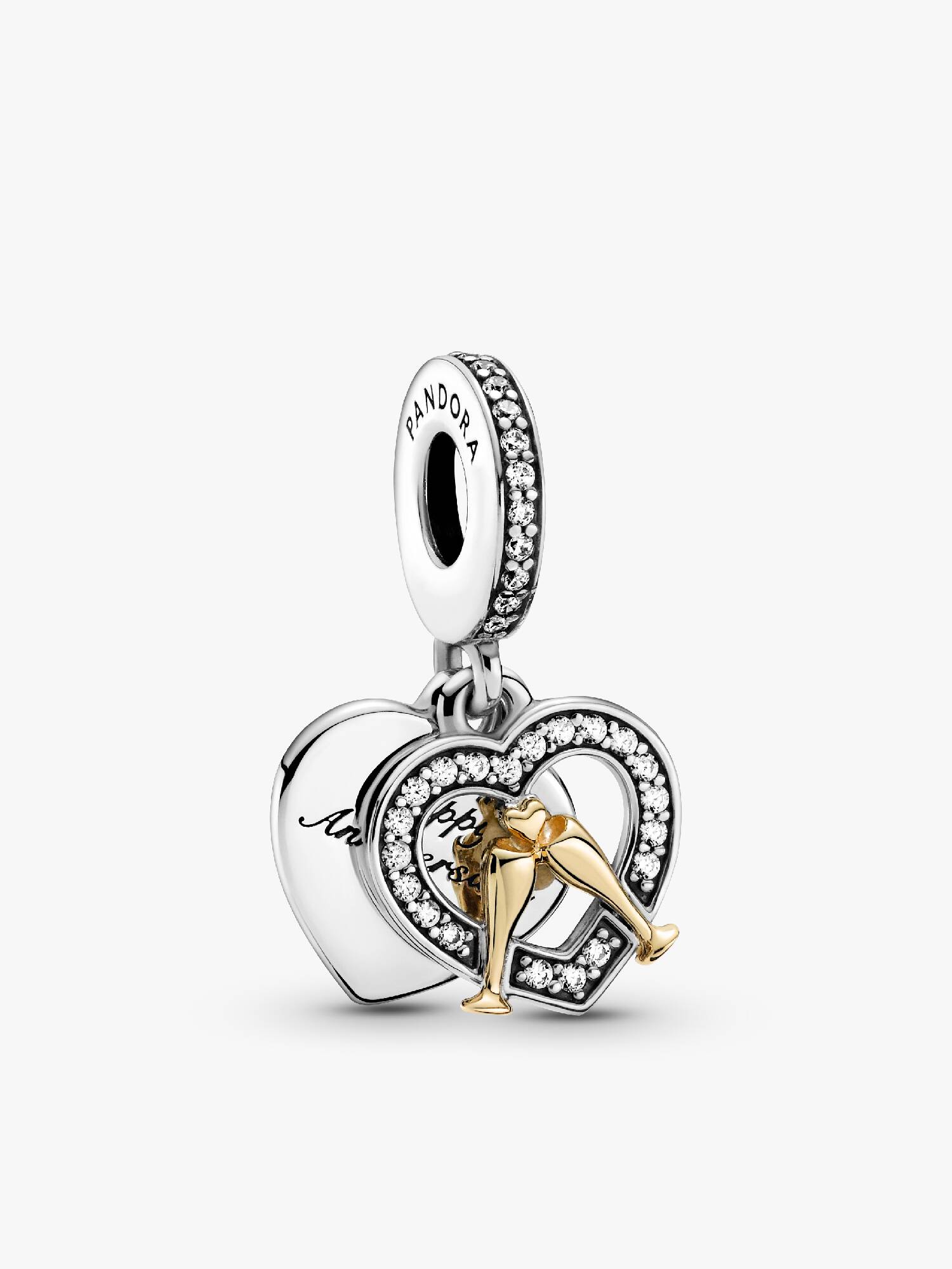 Charm Pendant Joyeux Anniversaire de Mariage Bicolore
