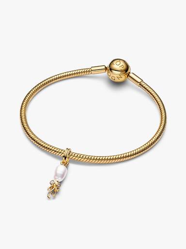 Charm Pendant Calamar et Perle de Culture d’Eau Douce Traitée Baroque Doré