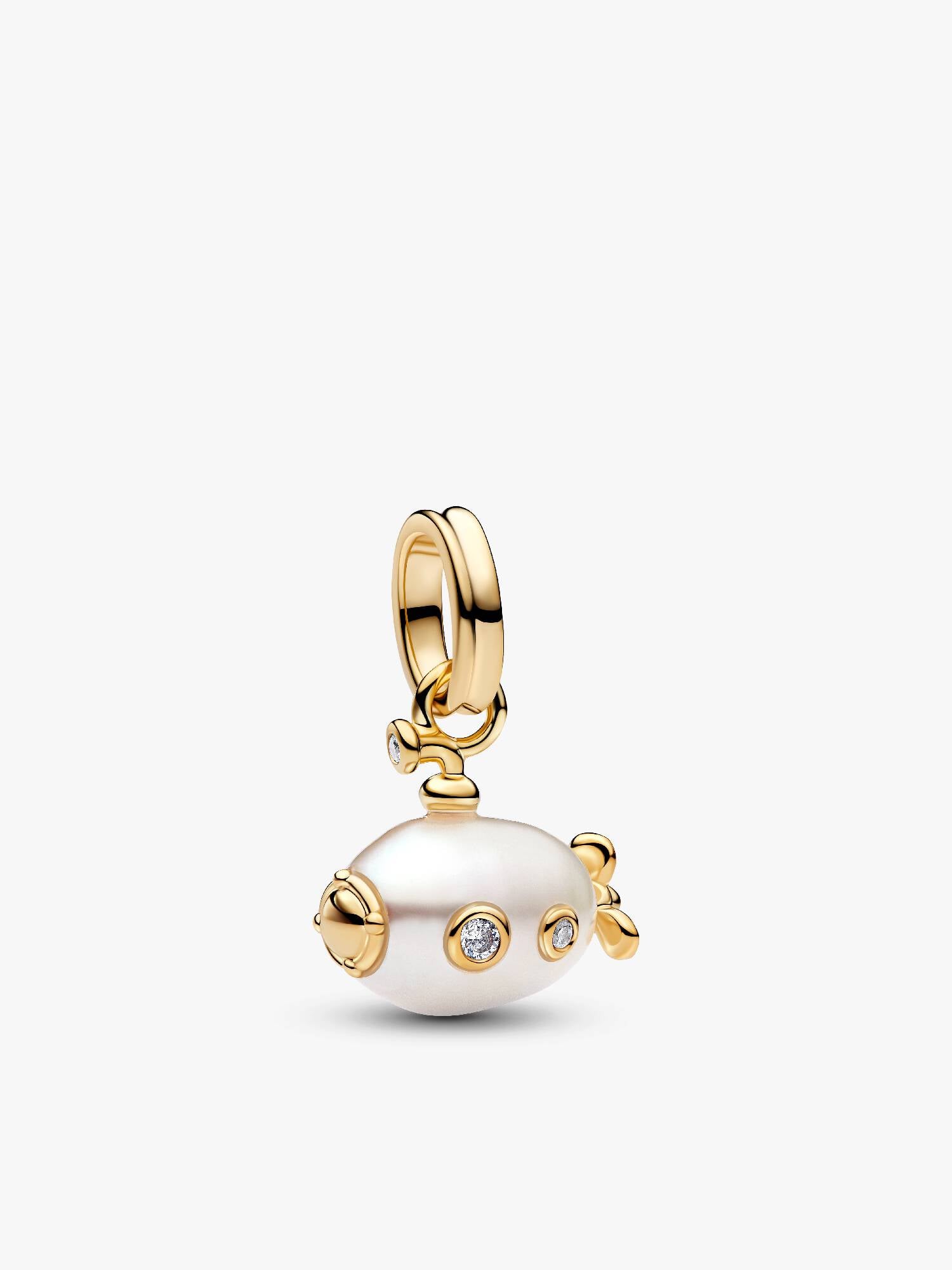 Charm Pendant Sous-Marin et Perle de Culture d’Eau Douce Traitée Baroque Doré