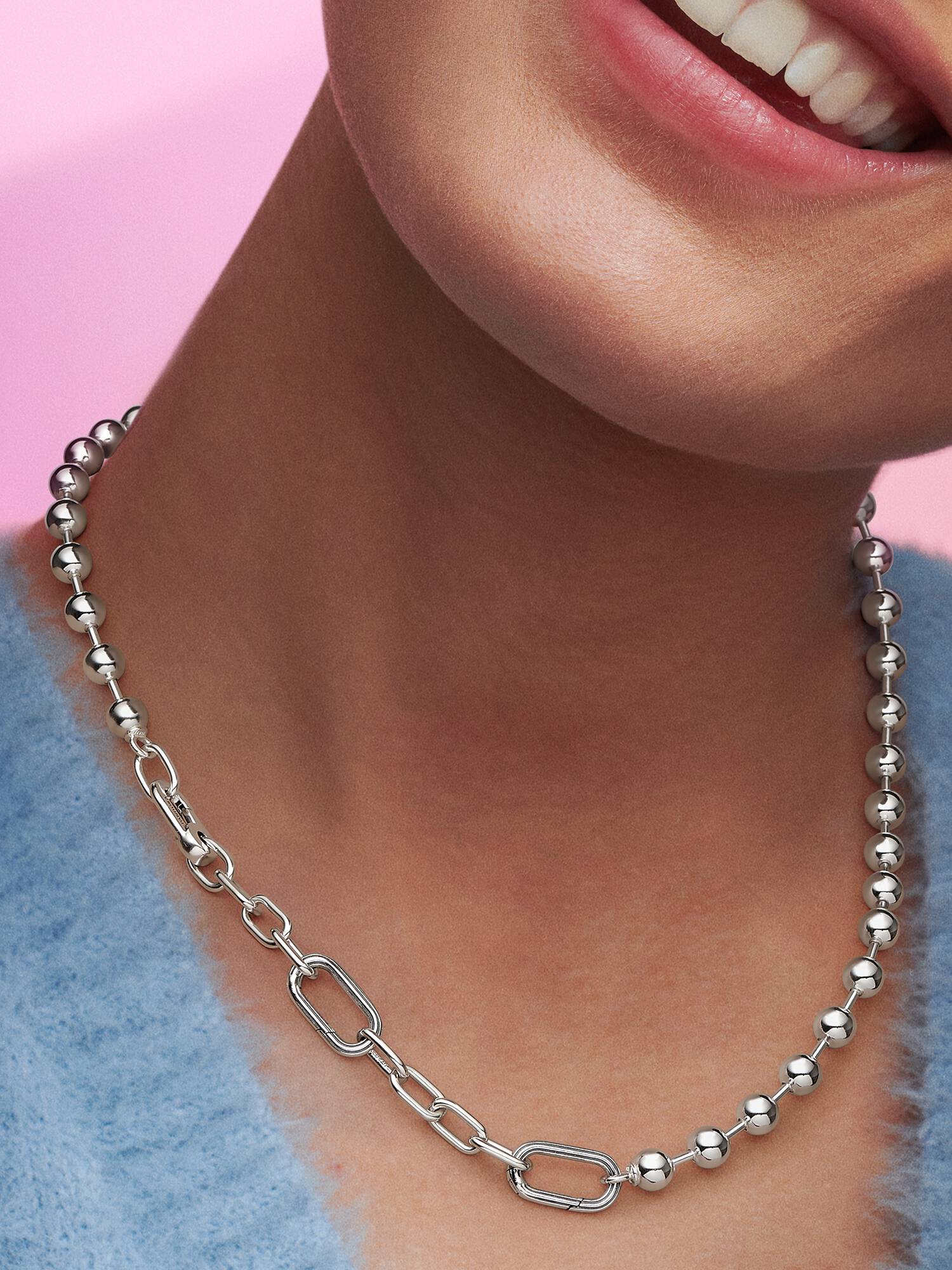 Collier Link & Sphère Métallique Pandora ME