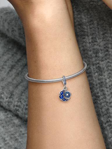 Charm Pendant Rotatif Lune Scintillante
