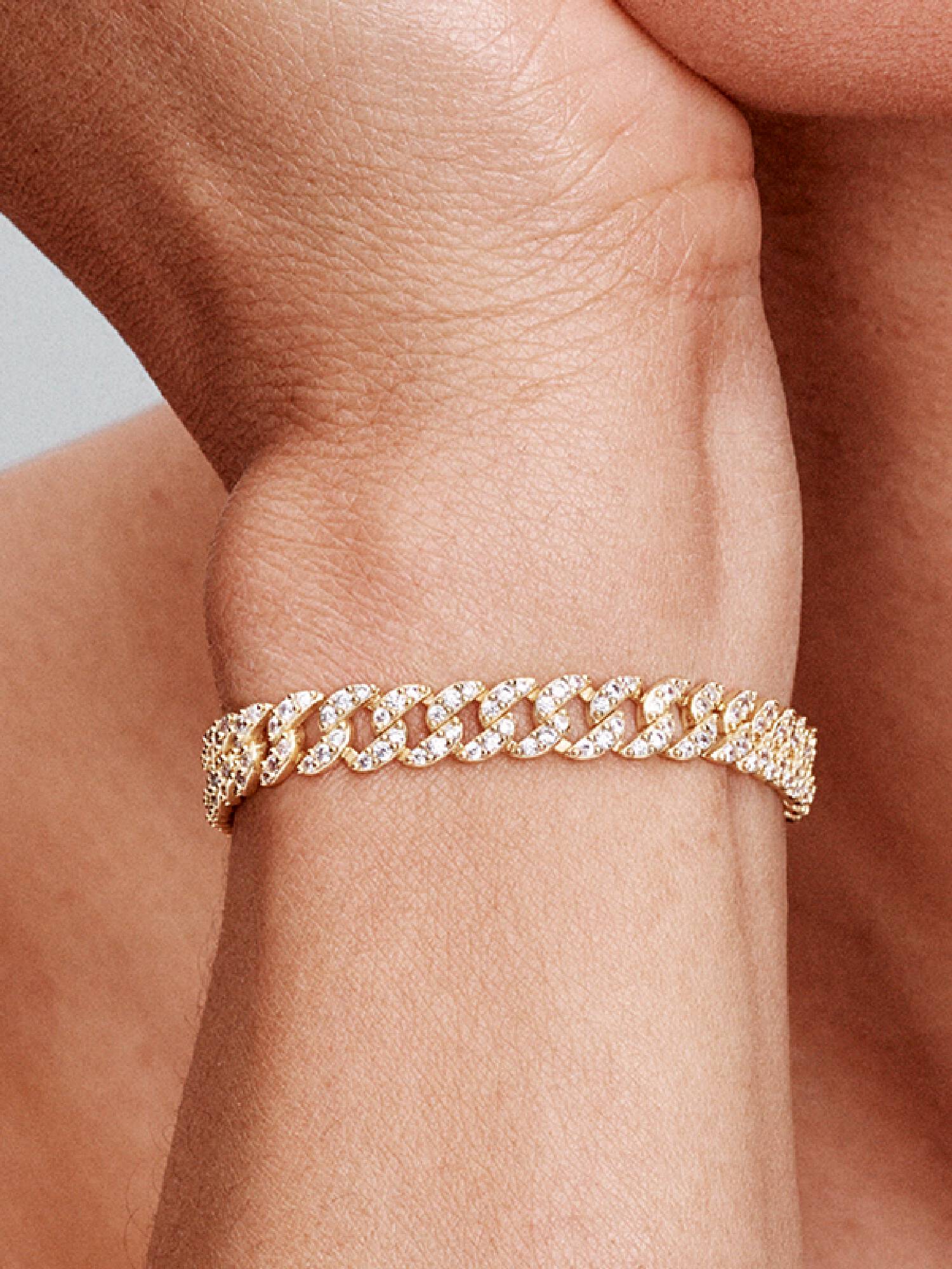 Bracelet Maille Cubaine Pavé