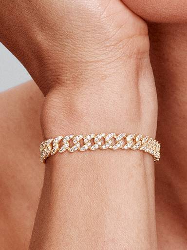 Bracelet Maille Cubaine Pavé