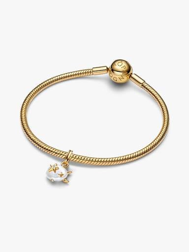 Charm Pendant Nuage et Perle de Culture d’Eau Douce Traitée Baroque Doré