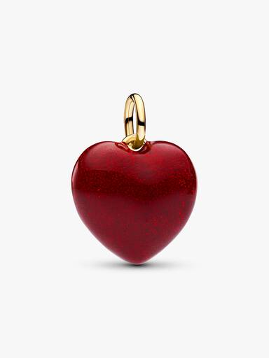 Charm Pendant Cœur Bombé Rouge