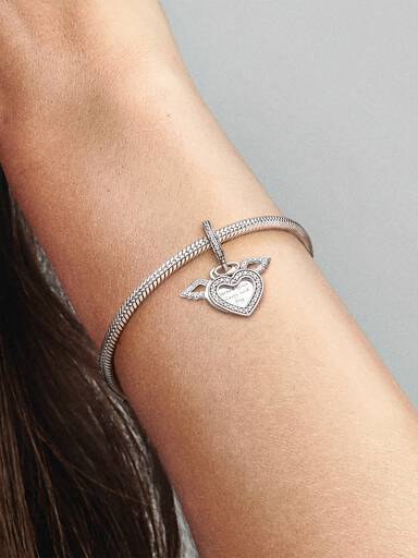 Charm Pendant Cœur et Ailes d'Ange