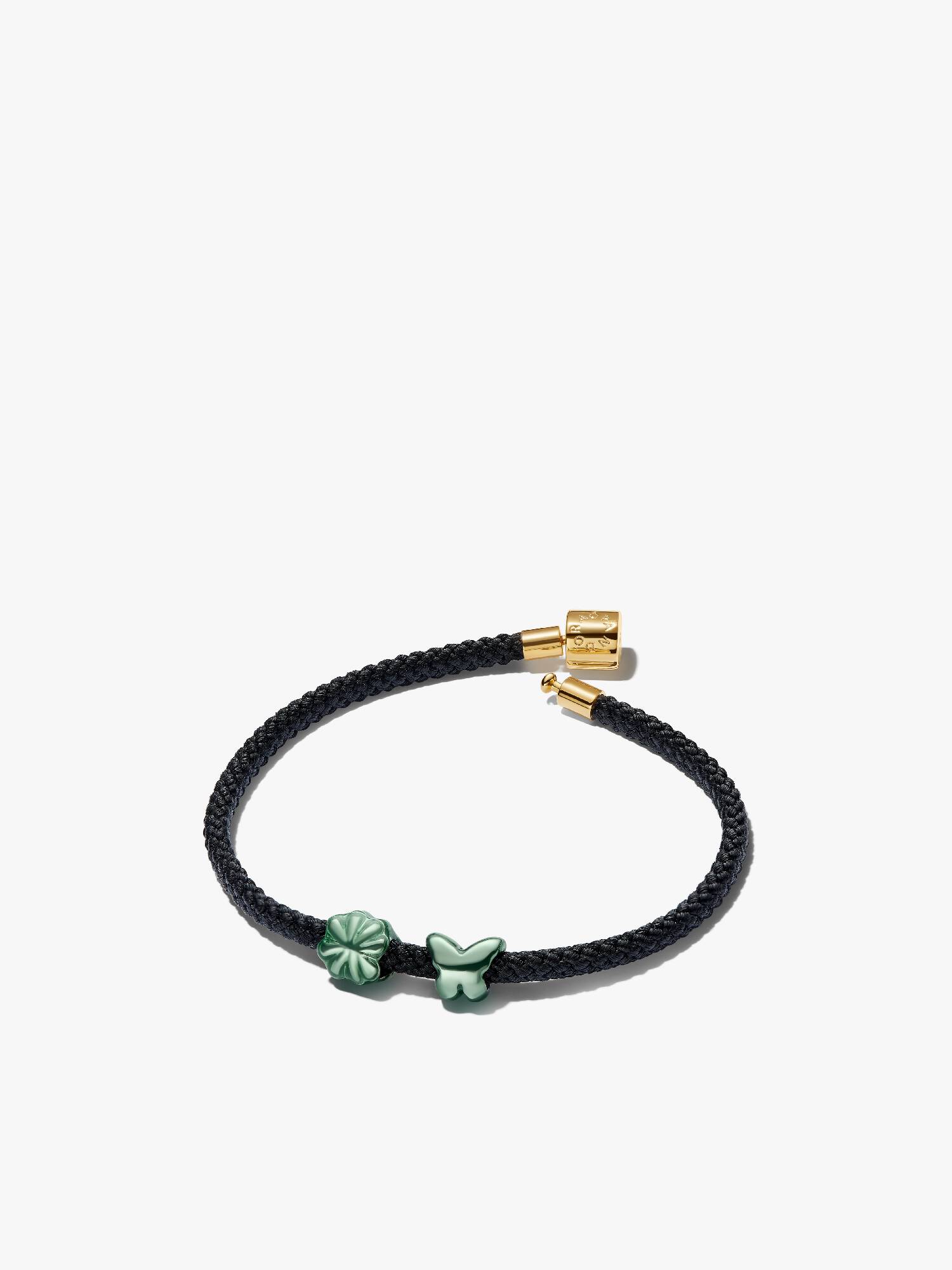 Bracelet Cordon Composé Mini Charms Papillon & Trèfle