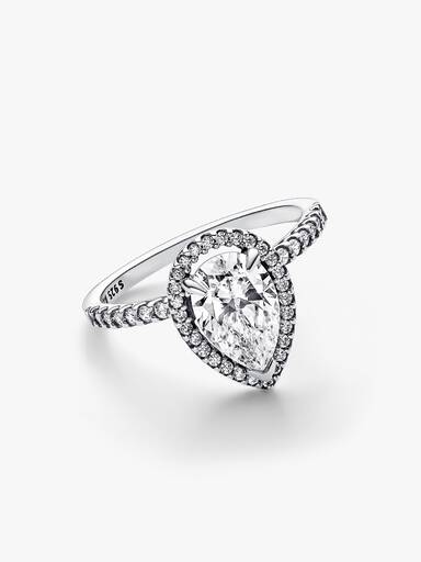 Bague Halo Poire Scintillante