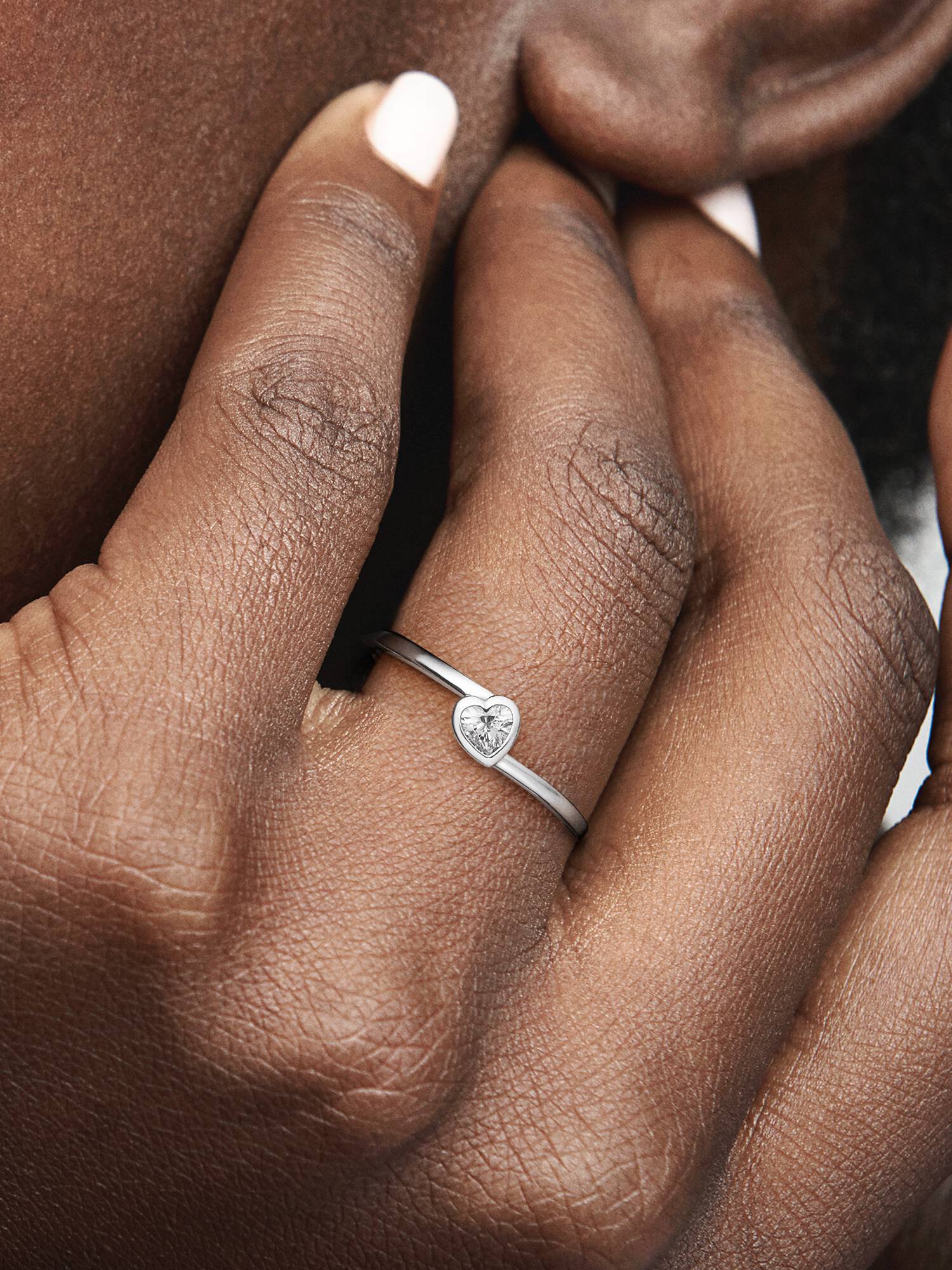 Bague Solitaire Cœur Incliné Incolore
