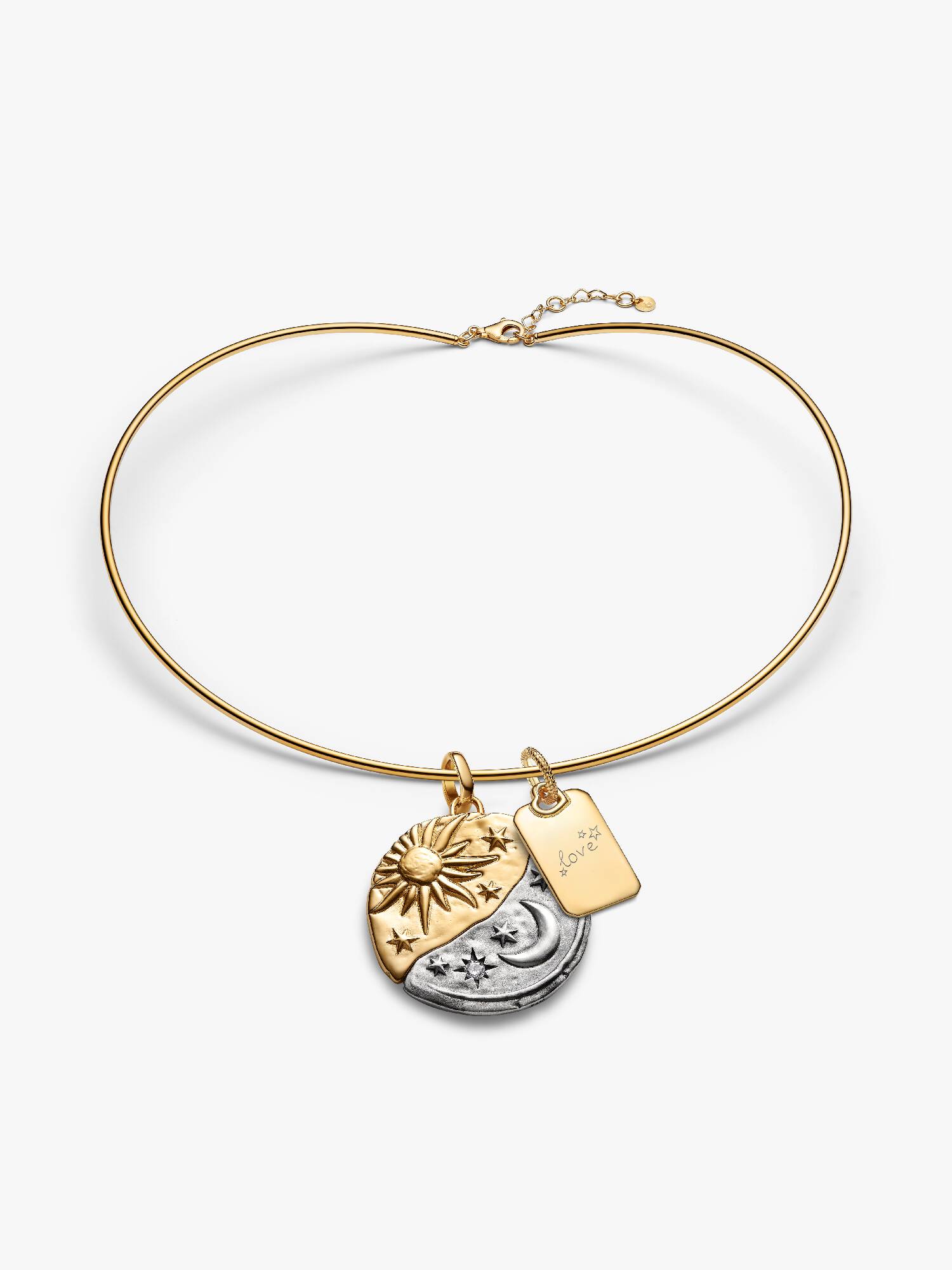 Coffret Cadeau Choker Médaillon XL Soleil et Lune et Pendentif Gravable